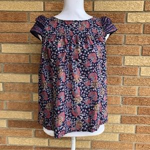 Madewell Story Top Fan Floral Mix Floral Blouse Size 00 Runs Big Peasant Style